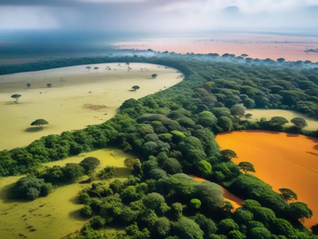 Exploración arqueológica en la sabana africana con tecnología GIS, equipo diverso documentando ricos sitios históricos