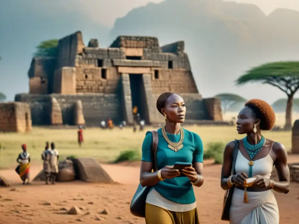 Exploración de reinos africanos con turistas usando apps de experiencia turística