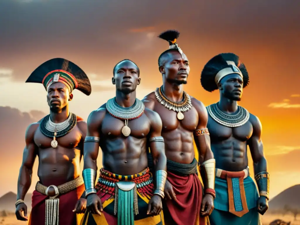 Exploración de la rica historia de las civilizaciones africanas: guerreros de diversas tribus unidos bajo el sol africano