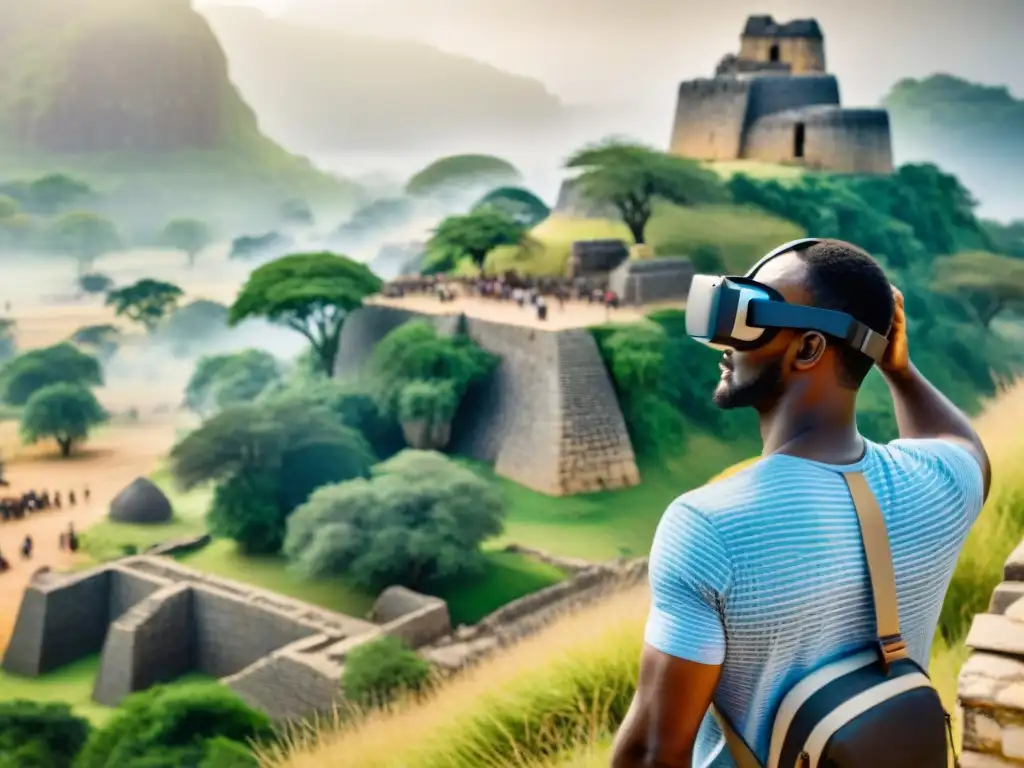 Exploración de ruinas de Great Zimbabwe con apps, turistas en VR y el legado de reinos africanos