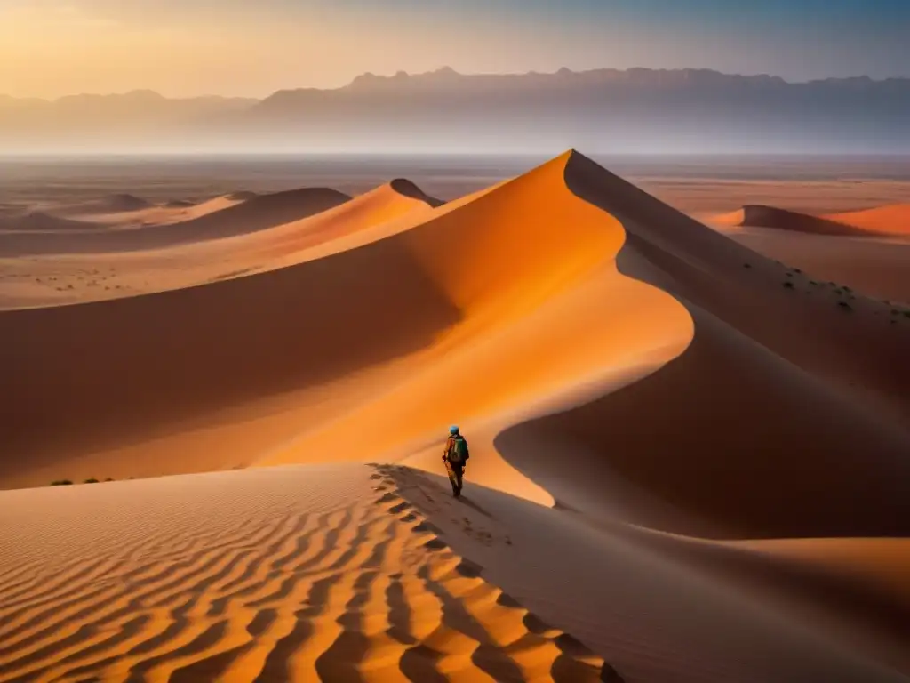 Exploradores desenterrando sal en las antiguas minas de Taoudenni, Sahara, bajo un atardecer dorado