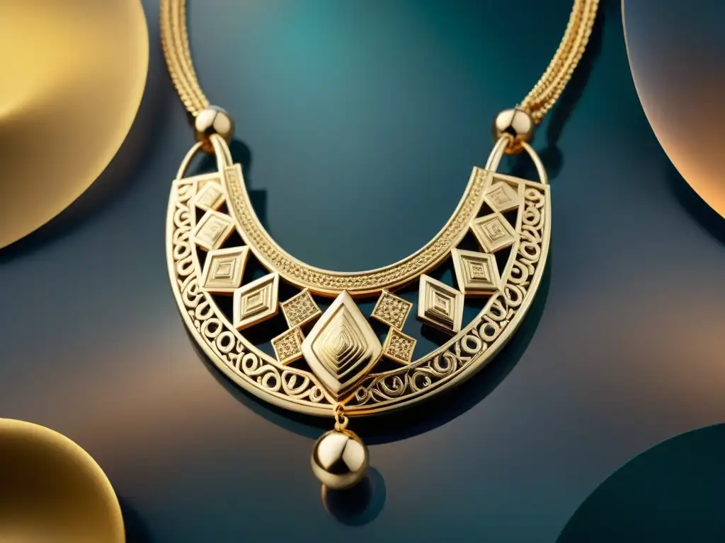 Collar de oro africano: detalle y significado cultural Una exquisita joya de oro africana, con diseños geométricos y motivos simbólicos