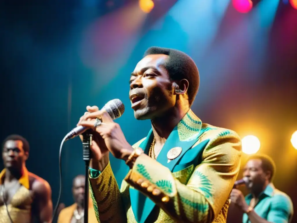 Fela Kuti influyendo globalmente con su afrobeat enérgico en un vibrante concierto