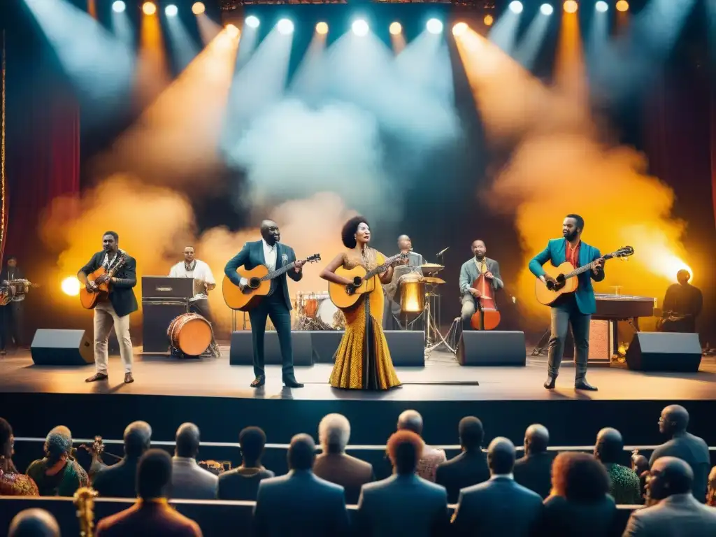 Un festival de jazz en Ciudad del Cabo con músicos de distintos continentes tocando instrumentos tradicionales, uniendo culturas