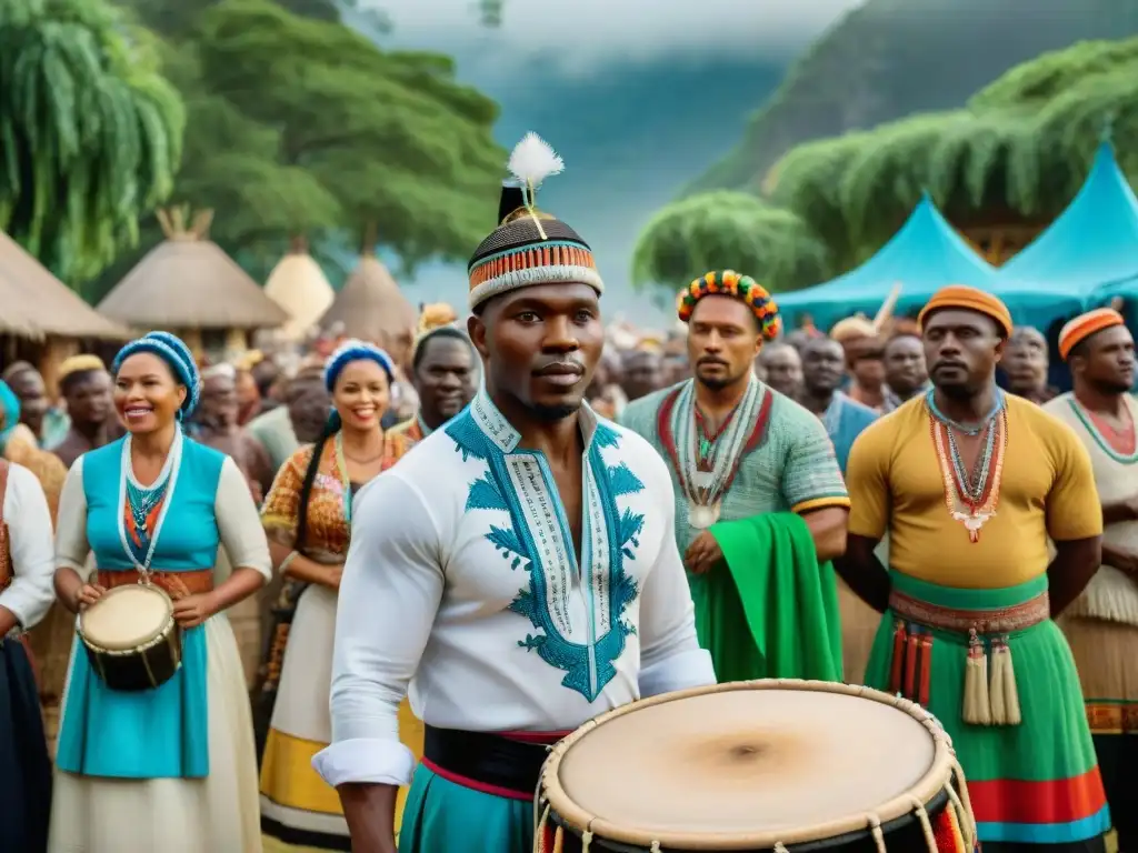 Festival vibrante de los Yoruba en Brasil Colonial, con danzas y atuendos tradicionales