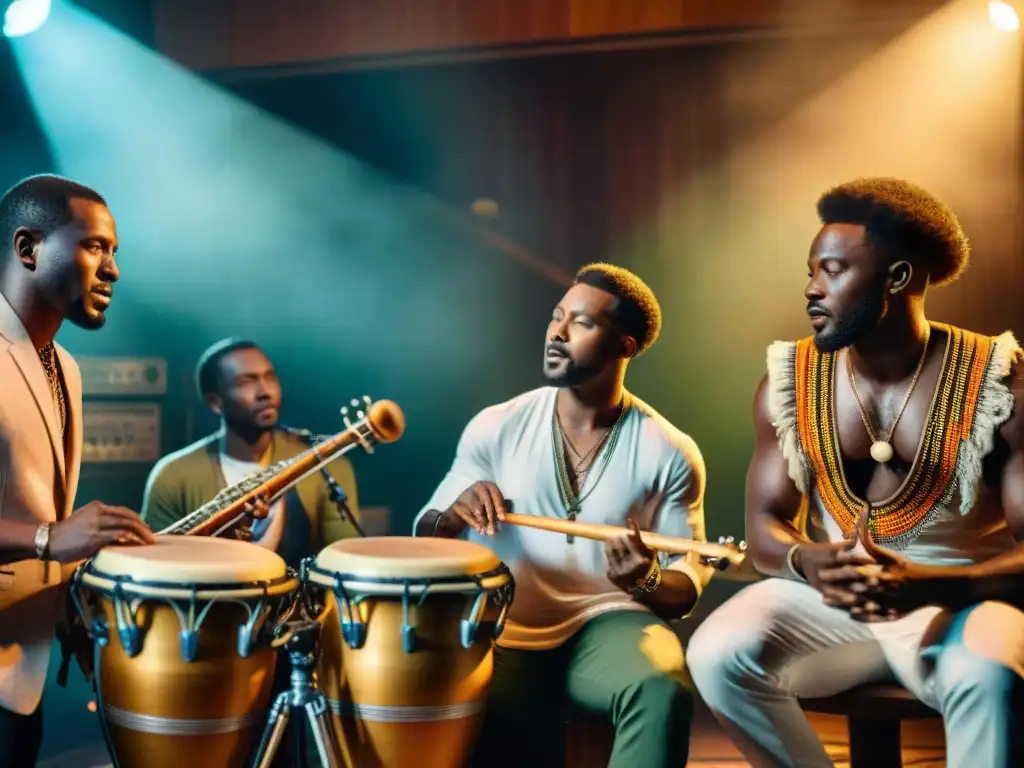 Fusiones musicales: artistas africanos redefiniendo la música tradicional con equipos electrónicos en un estudio de grabación