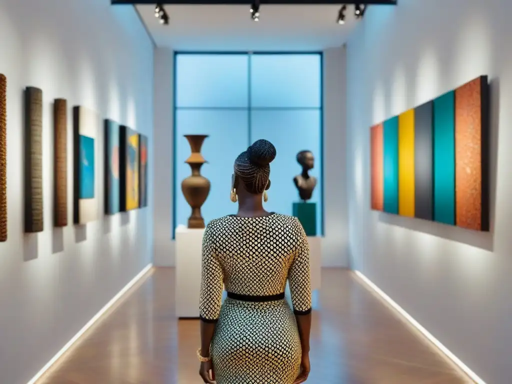 Una galería de arte contemporáneo llena de vibrantes obras africanas