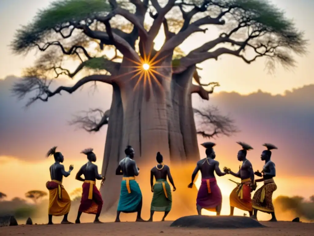 Un grupo baila bajo un baobab, fusionando rituales africanos