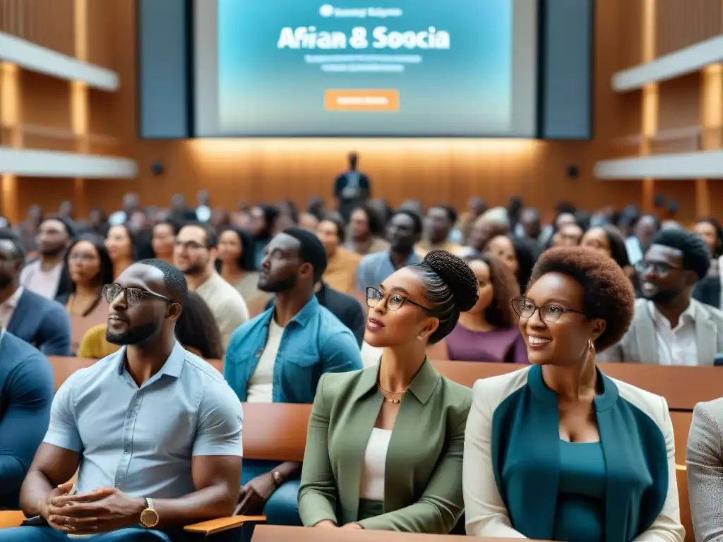 Grupo diverso de académicos de la diáspora africana intercambiando ideas en aula universitaria moderna