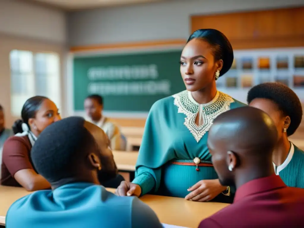 Grupo diverso de estudiantes africanos en debate sobre educación multicultural, influencia diáspora africana