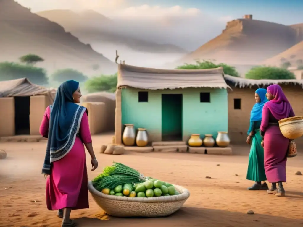 Grupo de mujeres sahelianas en atuendos coloridos, resaltando su liderazgo y papel central en la comunidad