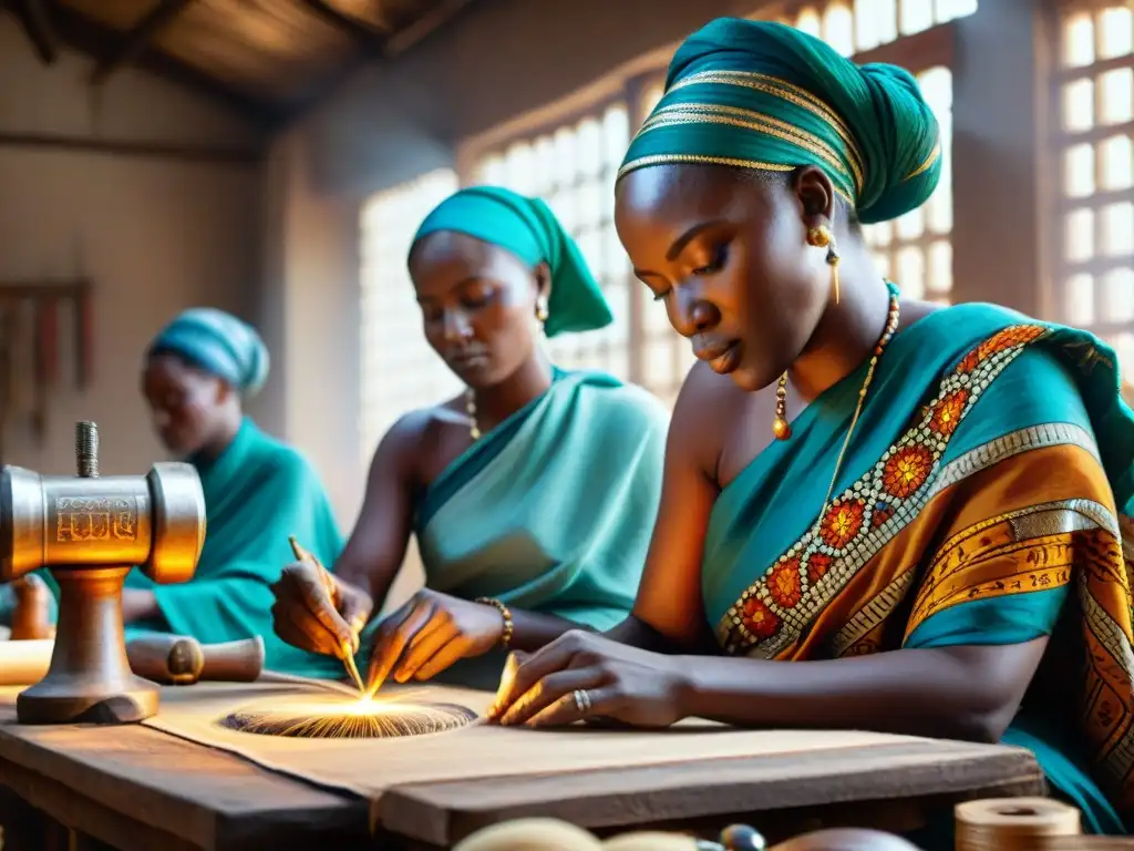 Hábiles artesanos africanos crean patrones en tela, influencia de patrones africanos en marcas