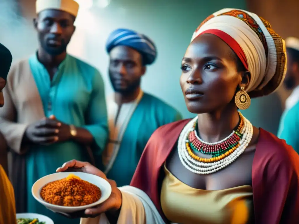 Armonía étnica y religiosa en África: diversidad en comunidad Imagen de diversidad étnica y religiosa en África, con coexistencia de creencias, en armonía compartiendo una comida