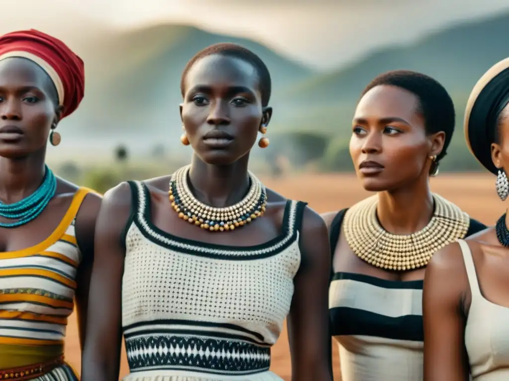 Un impactante contraste visual entre mujeres africanas y colonizadores europeos, reflejando roles de género en África colonialismos