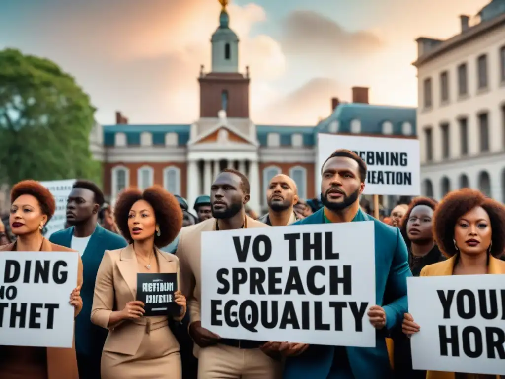 Una impactante protesta pacífica de la diáspora africana en la plaza de una ciudad histórica