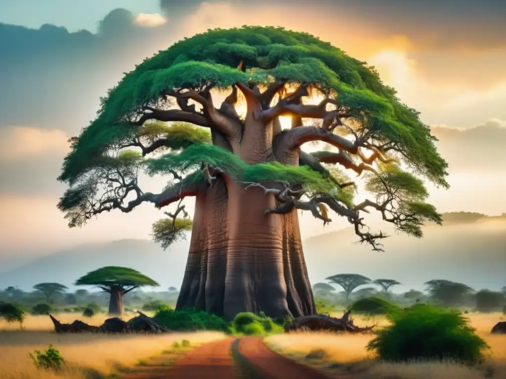 Imponente Baobab en paisaje africano, símbolo de fuerza y longevidad