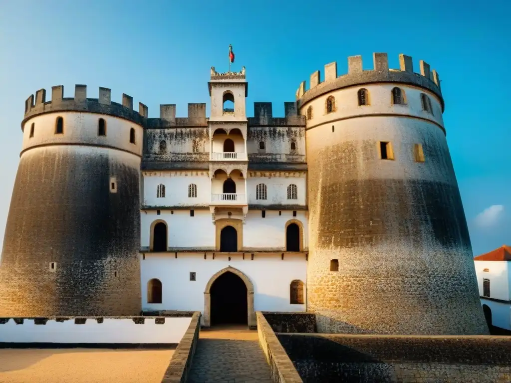 Imponente fortaleza africana: detalla las paredes de Elmina Castle en Ghana, resaltando la historia y fortaleza