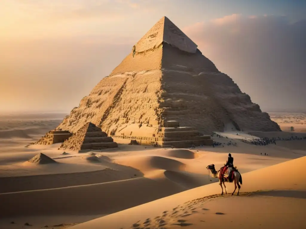 Esplendor egipcio: pirámide de piedra y esfinge en el desierto dorado Imponente pirámide de piedra en el desierto egipcio, con jeroglíficos y la majestuosa esfinge, evocando los Reinos africanos sistemas de gobierno