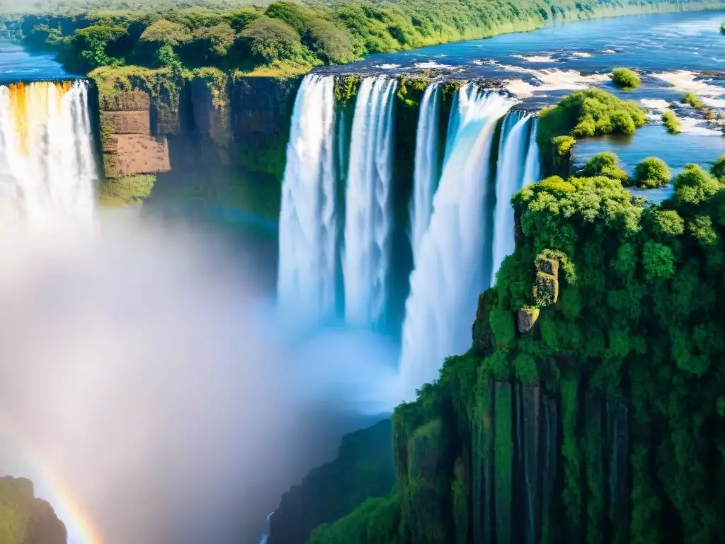 Imponente vista de las Cataratas Victoria en un contexto histórico, resaltando su influencia global y belleza natural