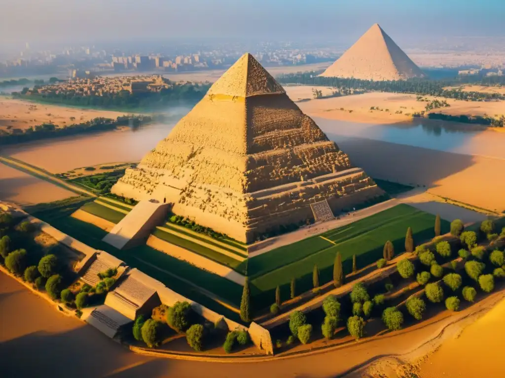 Imponentes pirámides de Giza al atardecer, destacando la influencia global de civilizaciones africanas