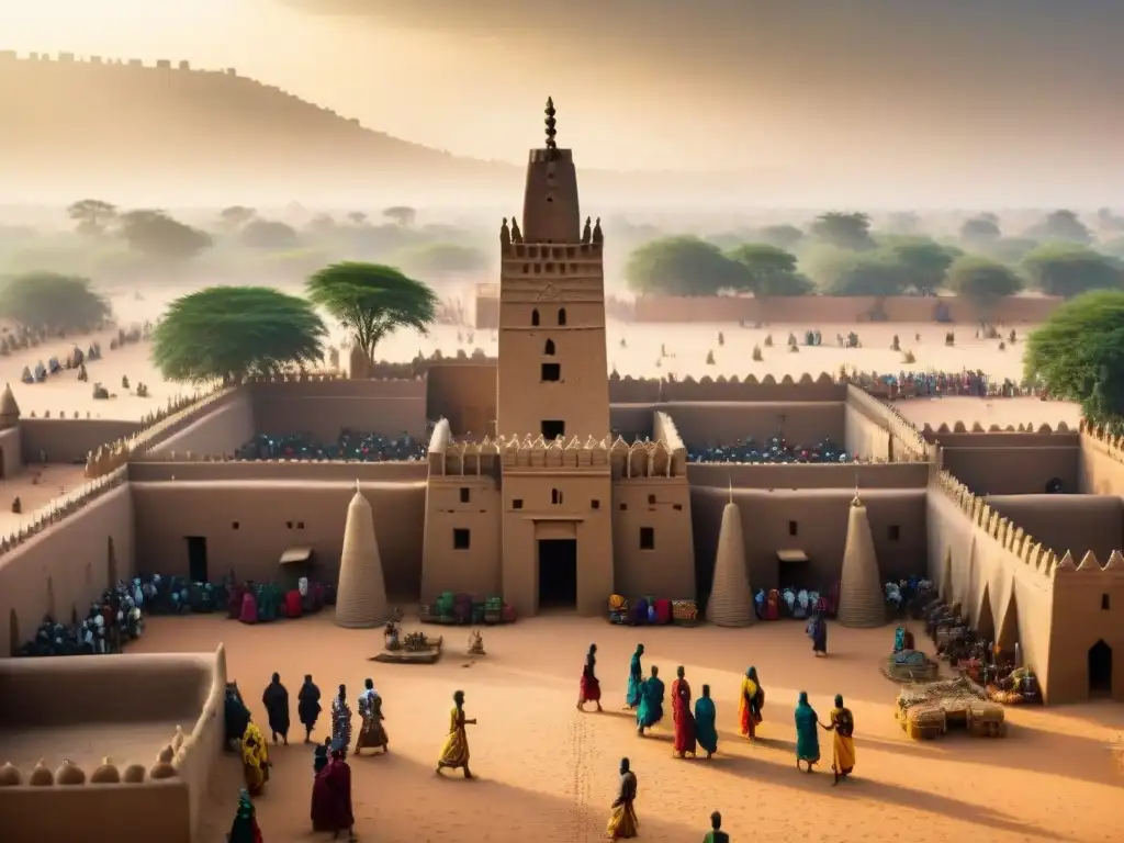 Impresionante arquitectura de la Gran Mezquita de Djenné en Mali y el bullicioso mercado de la era precolonial