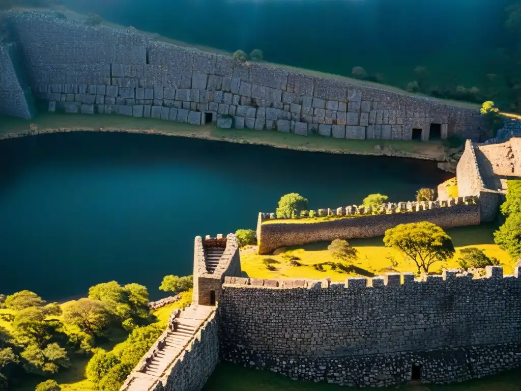 Impresionante imagen de las ruinas de Great Zimbabwe, destacando las fortificaciones arquitectura precolonial africana