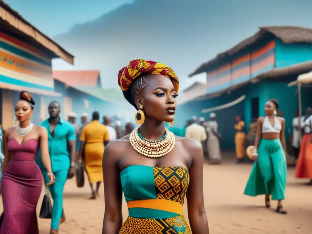 Influencers africanos moda belleza global reunidos en mercado africano vibrante