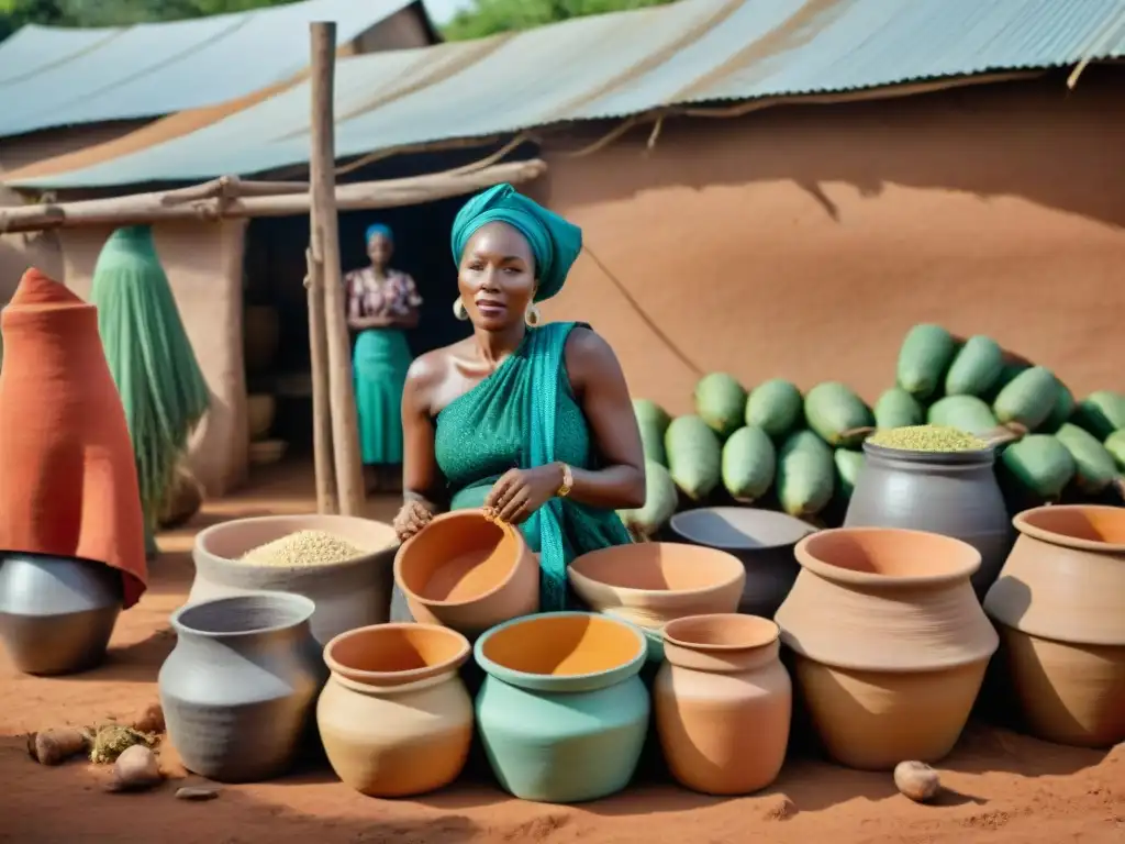 Influencia del arte de fermentación de alimentos africanos en comunidad de mujeres trabajando juntas al aire libre