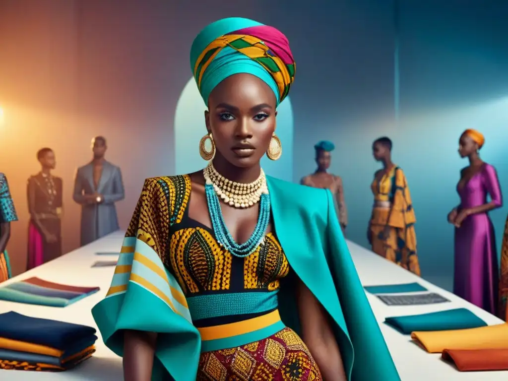 Influencia diáspora africana en moda: Diseñadores africanos crean moda tradicional y contemporánea en un atelier moderno