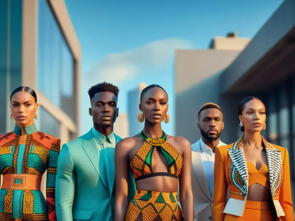 Influencia de figuras africanas en moda: Diseñadores contemporáneos de ascendencia africana en un entorno urbano fusionando tradición y vanguardia