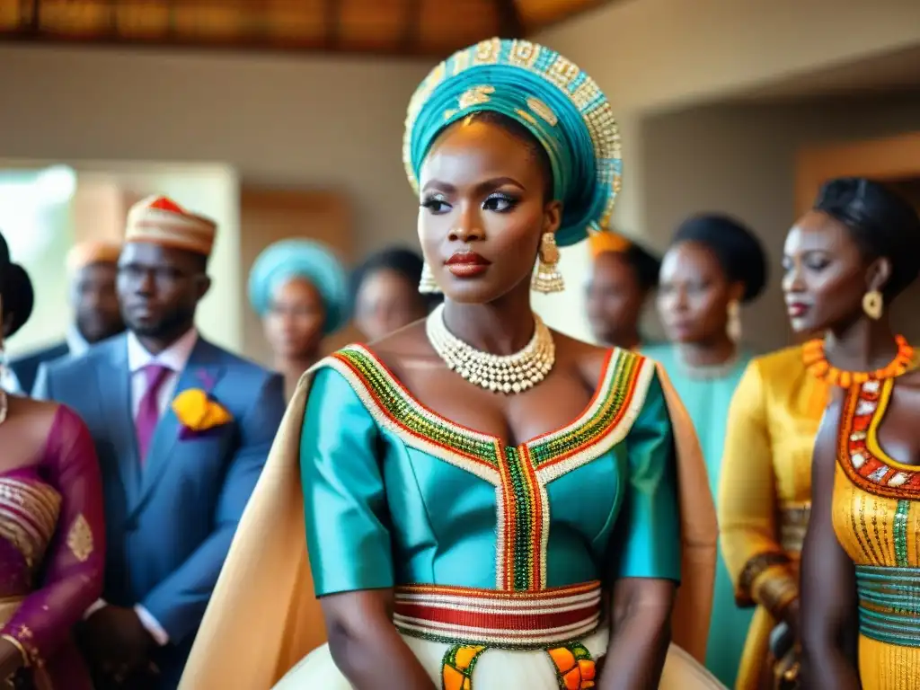 Influencia de la moda nupcial africana en una boda tradicional llena de color y detalles vibrantes