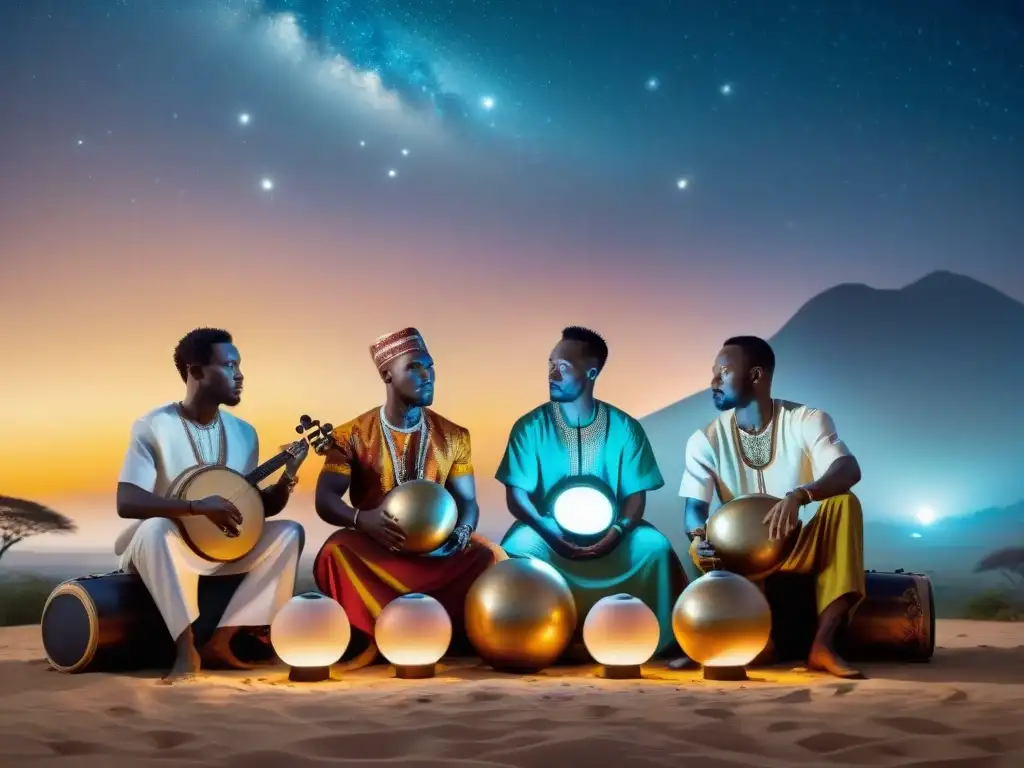 Influencia de la música africana y tecnología moderna fusionadas en una escena estelar única