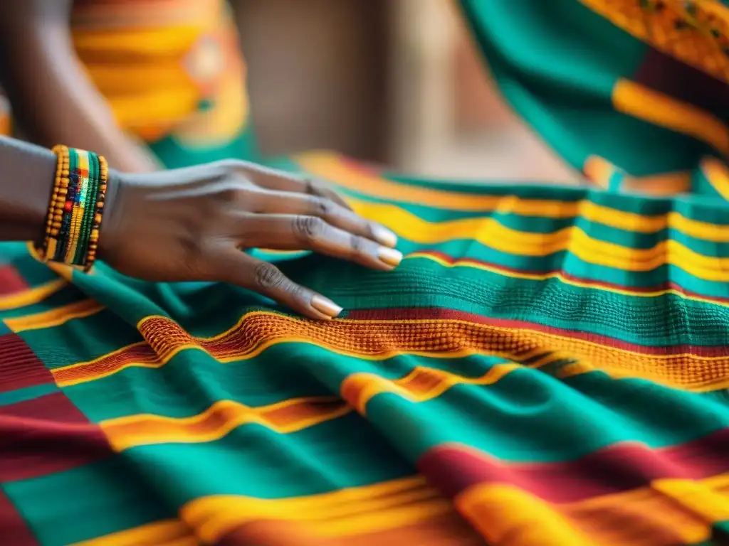 Influencia de textiles africanos en moda internacional: Artesanos crean intrincado tejido Kente en vibrantes colores