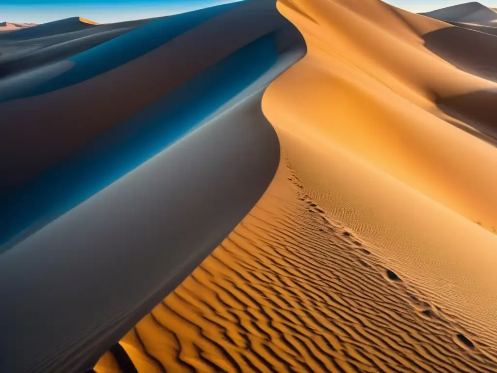 Inmensidad de los médanos de Coro en el paisaje contrastante del Sahel, mostrando la belleza de las dunas esculpidas por el viento bajo el cielo azul