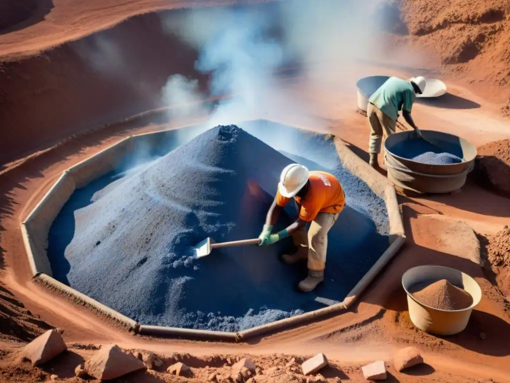 Un intenso día de trabajo en una mina de cobalto en África, resaltando la influencia de este mineral en las civilizaciones africanas