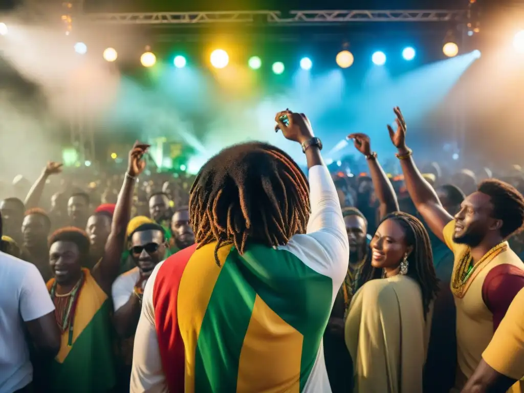 Intenso festival de música reggae en África, con influencia rastafari y diversidad cultural