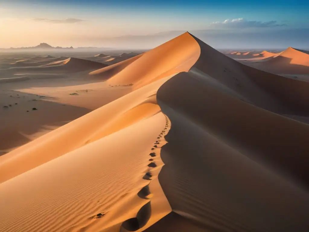 Intenso paisaje del Sahara con camellos en el Comercio Transahariano crónicas viajeros