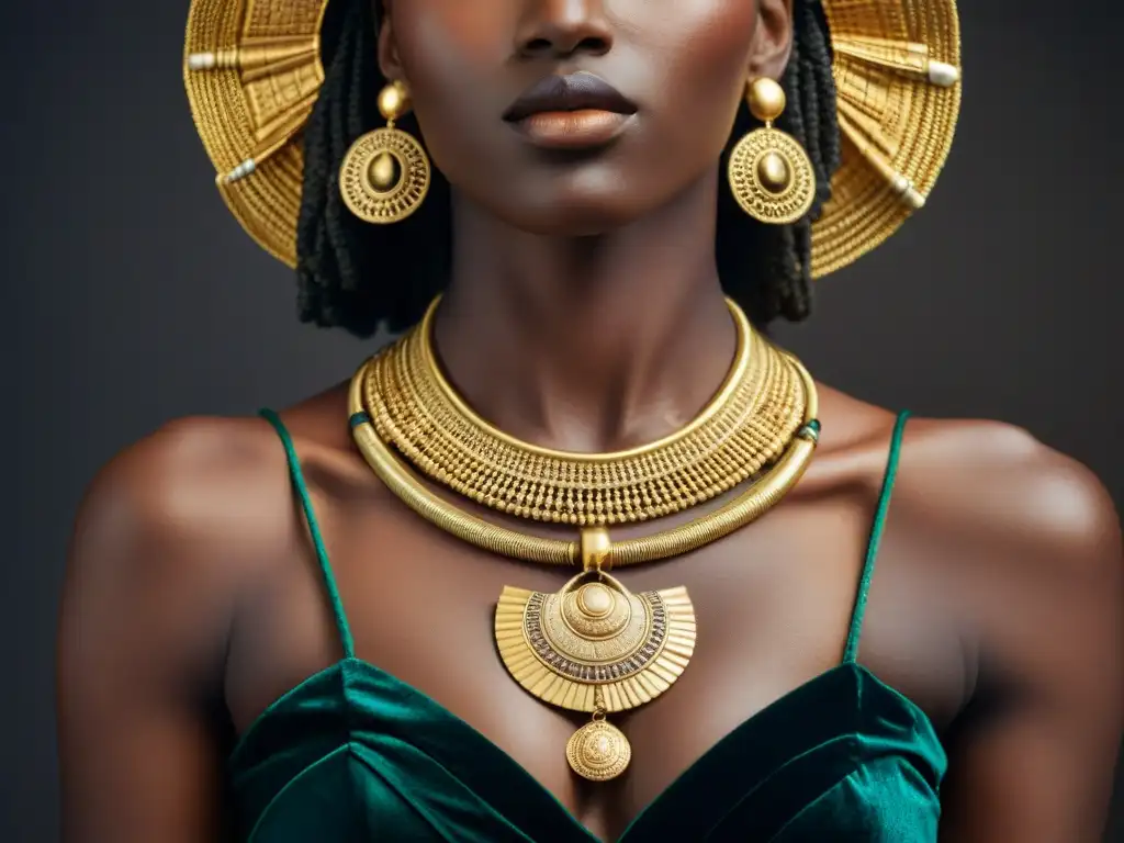 Intrincada colección de joyas de oro de antiguos reinos africanos, reflejando la influencia de Preste Juan en la Europa medieval