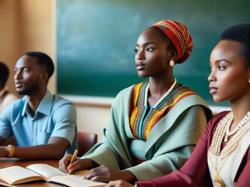 Jóvenes africanos discuten historia y cultura en aula moderna