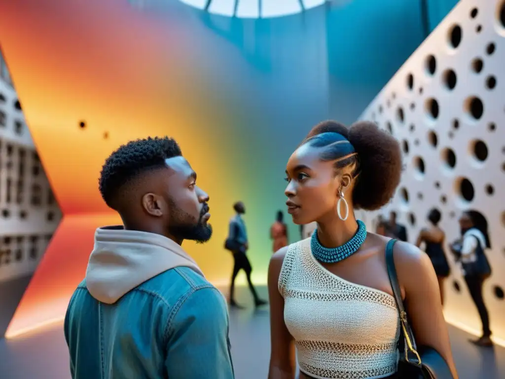 Jóvenes africanos maravillados por arte digital en museo africano