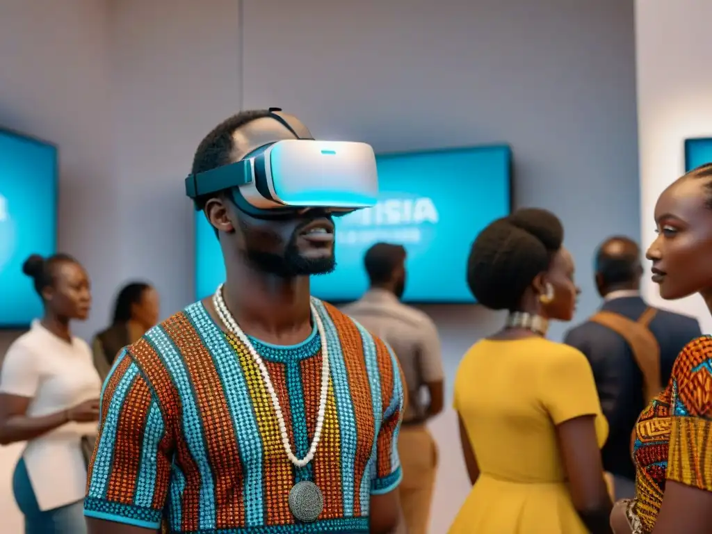 Jóvenes entusiastas del arte africano interactúan con exposiciones digitales en galería nigeriana