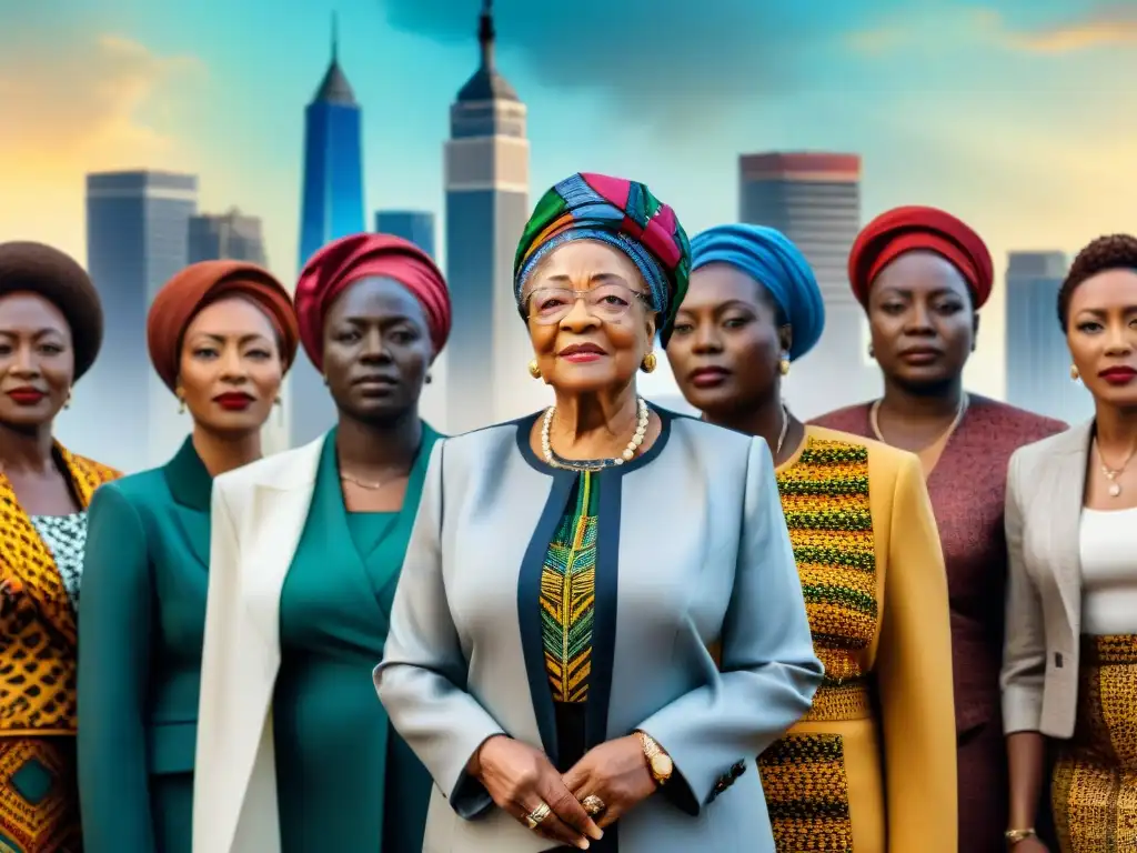 Líderes africanas influencia historia global: Ellen Johnson Sirleaf y otras líderes africanas reunidas en un escenario de tradición y progreso