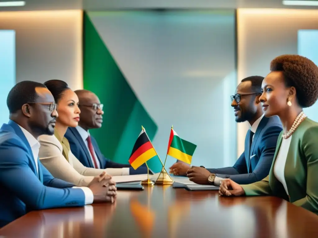 Líderes africanos diversidad en sala de conferencias, colaboración y unidad