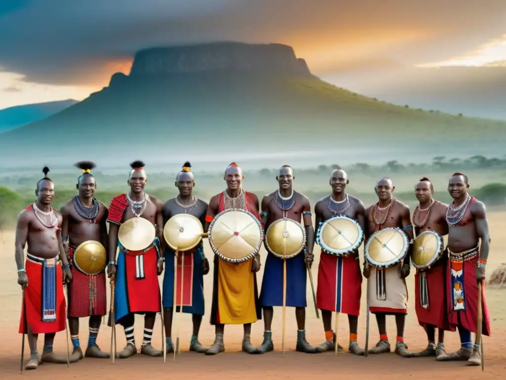 Maasai warriors en danza tradicional, unidos en fuerza y herencia cultural en África, resolución conflictos tribales leyes tradicionales