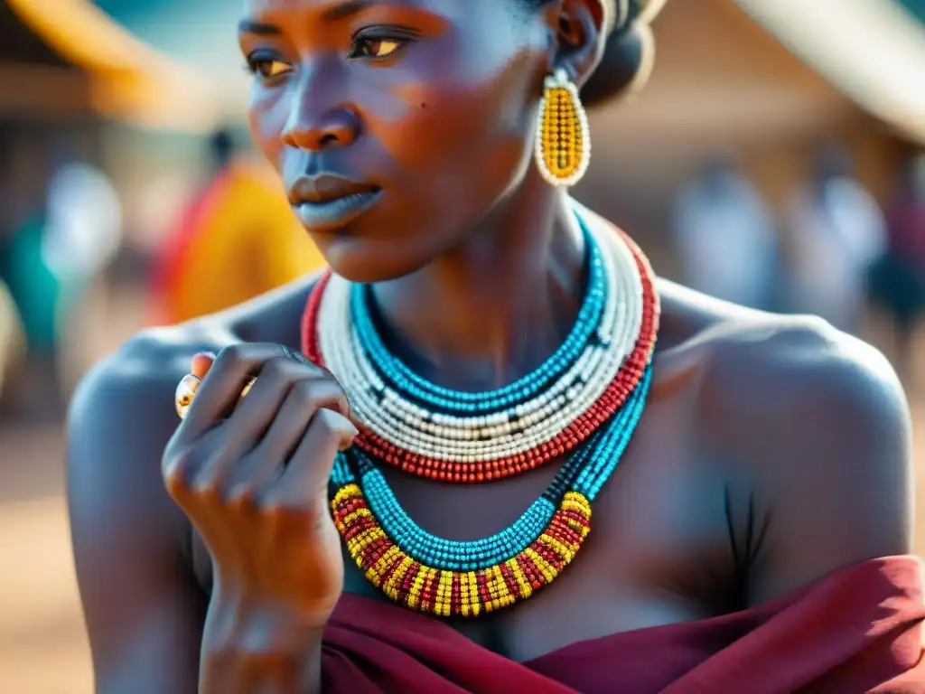 Maasai mujer crea joyas con significado en mercado africano