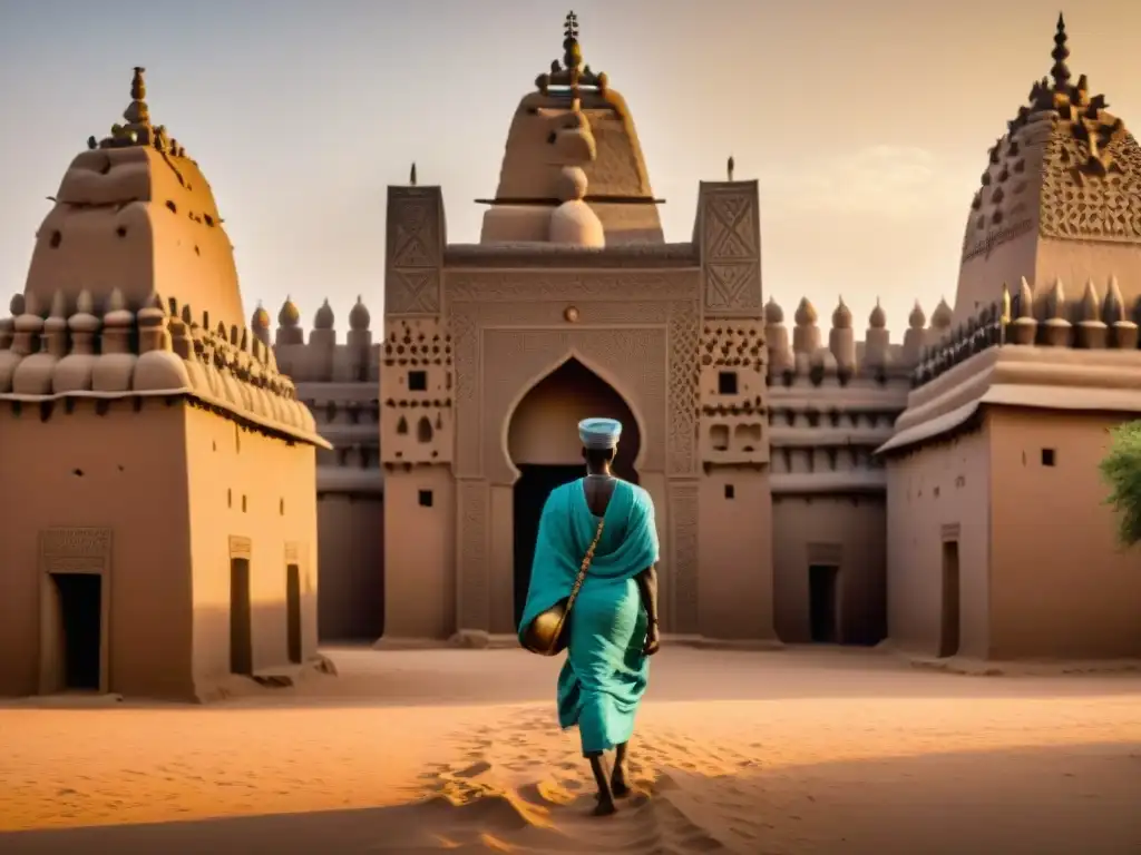 La majestuosa arquitectura de barro en Djenné, Mali: la Gran Mezquita rodeada de calles bulliciosas y artesanos locales