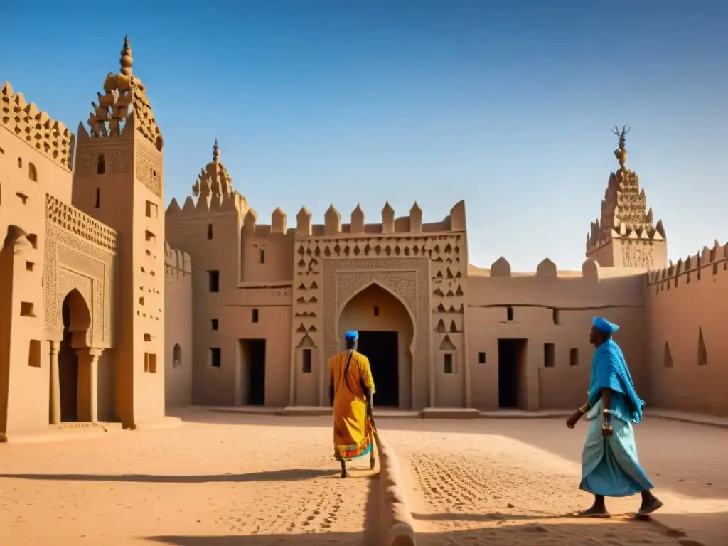 Majestuosa arquitectura civilizaciones africanas precolonial en la Gran Mezquita de Djenné, Mali