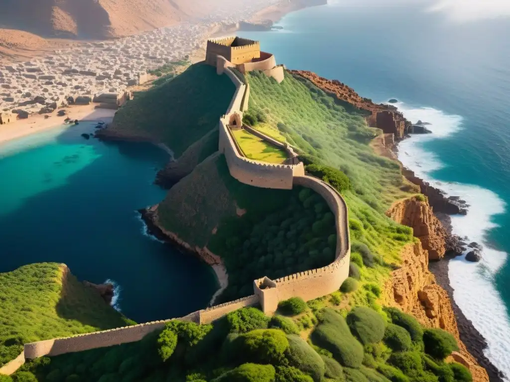 Majestuosa fortaleza de Zeila en el Cuerno de África, contra un atardecer vibrante