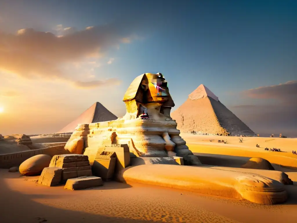 La majestuosa Esfinge de Giza al atardecer, simbolizando la influencia global de las civilizaciones africanas