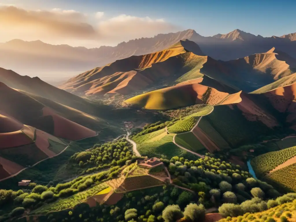 La majestuosidad del atardecer en las Montañas del Atlas, Reino de Preste Juan África